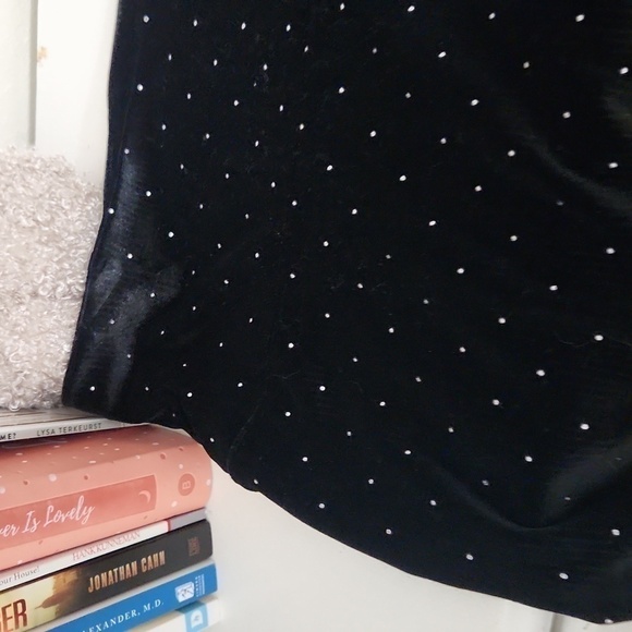 Black Velvet Polka-dot Skirt Elegant Party Wedding Date Night Whimsigoth - Picture 8 of 9